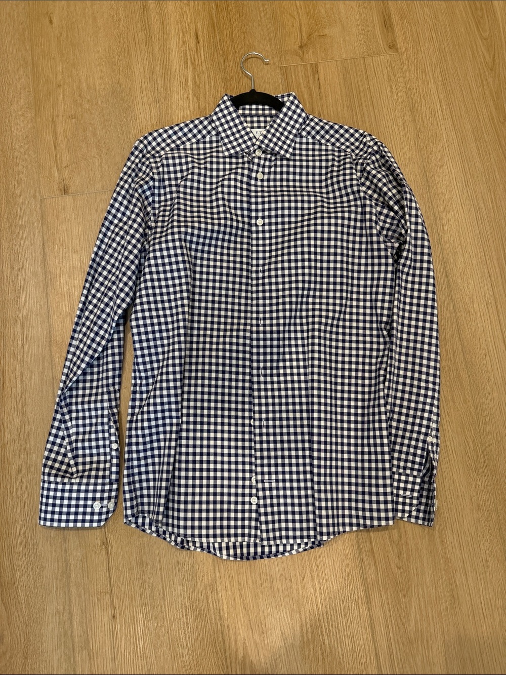 Eton Navy and White Gingham Dress Shirt
